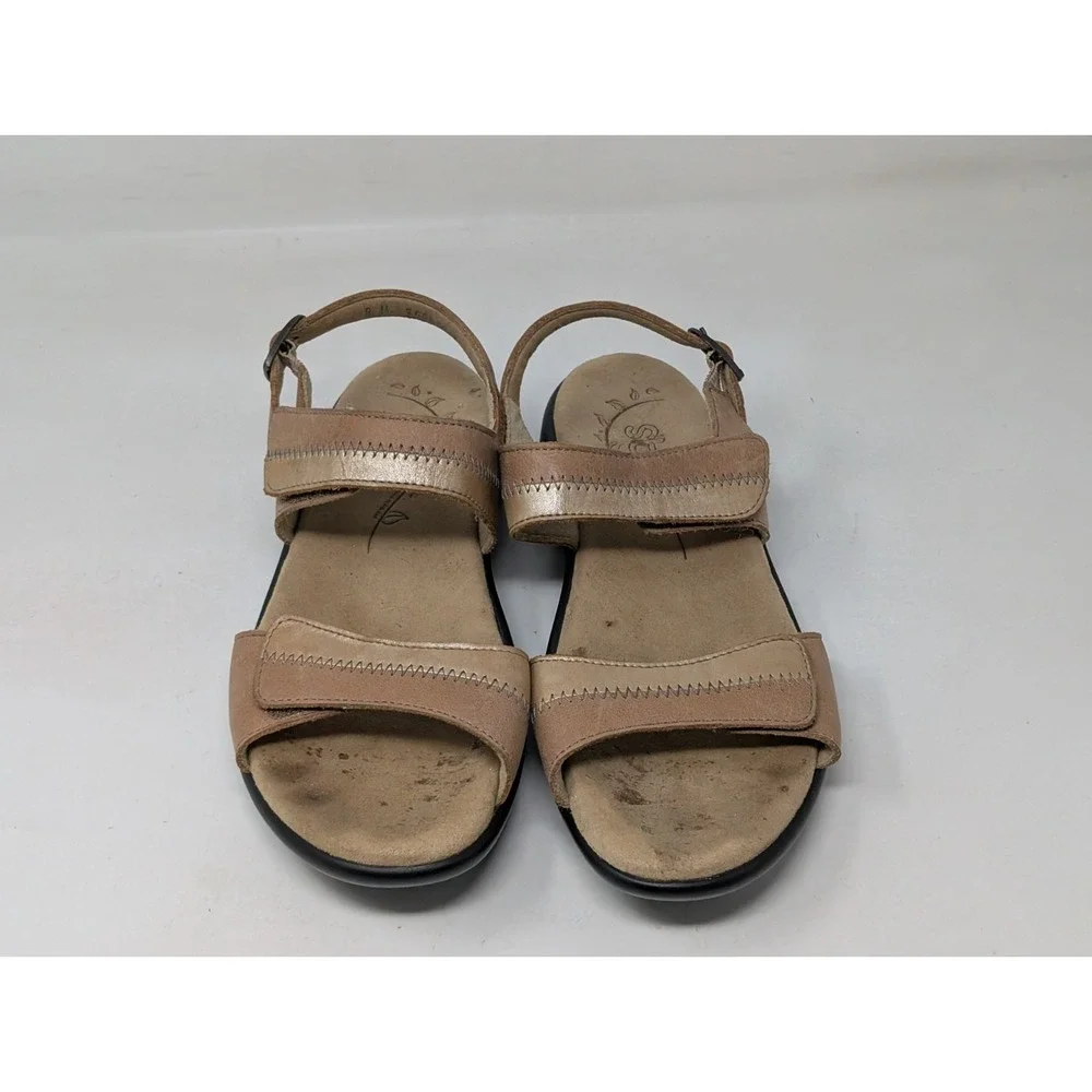 SAS Nudu Strappy Leather Slingback Comfort Sandals Womens Shoes Size 8 M Beige